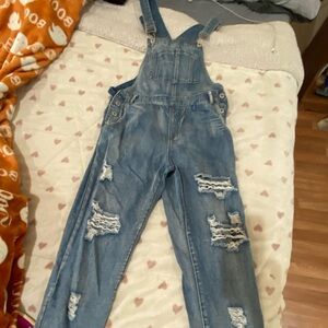 Honey punch denim overalls